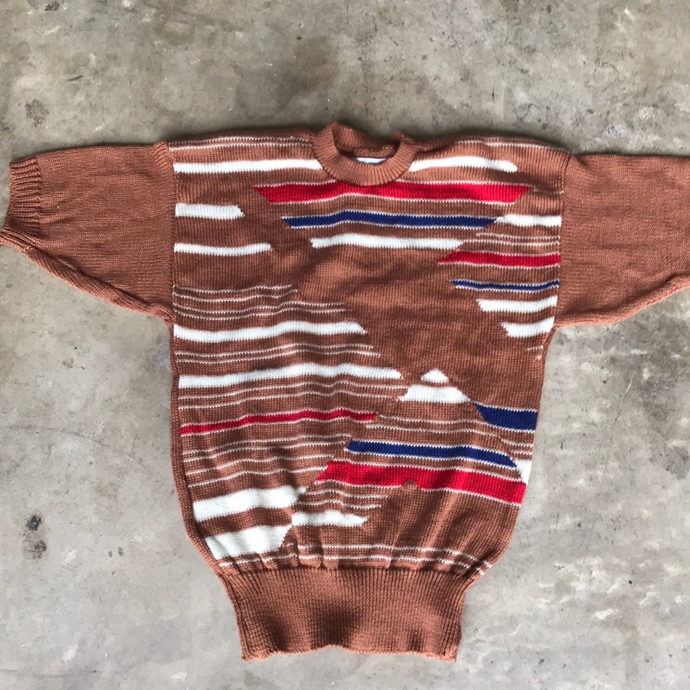 80s knit sweater crew pullover top size M